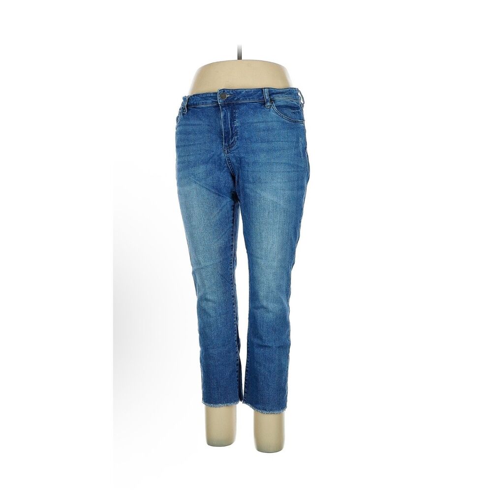 KUT From The Kloth 16 Raw Hem Straight Jeans Light Wash Stretch Denim